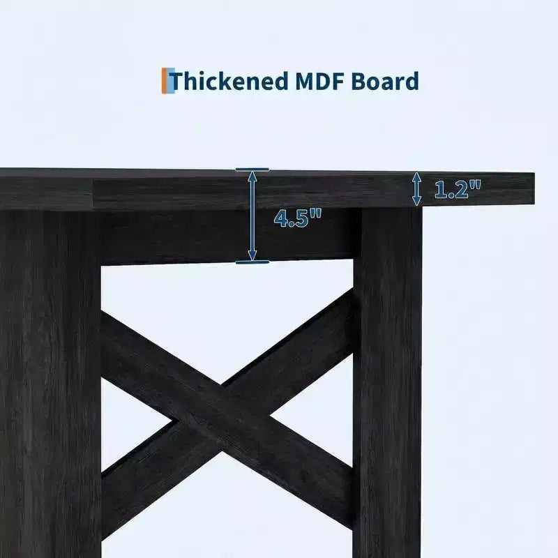 Black / Wood Color 71'' Rectangular Farmhouse Dining Table for 6–8