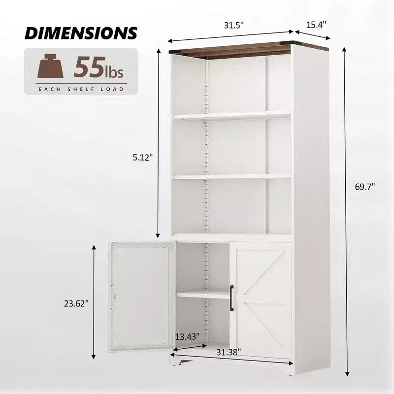 Armadietto libreria in acciaio con ante scorrevoli in stile "fienile", 3 ripiani con base a due ante, montaggio per 1 persona