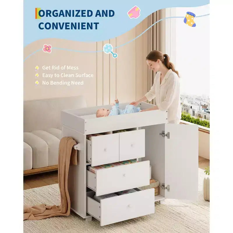 Fasciatoio Comò Bianco con 2/4 Cassetti – Mobile Contenitore da Cameretta per Singola Persona