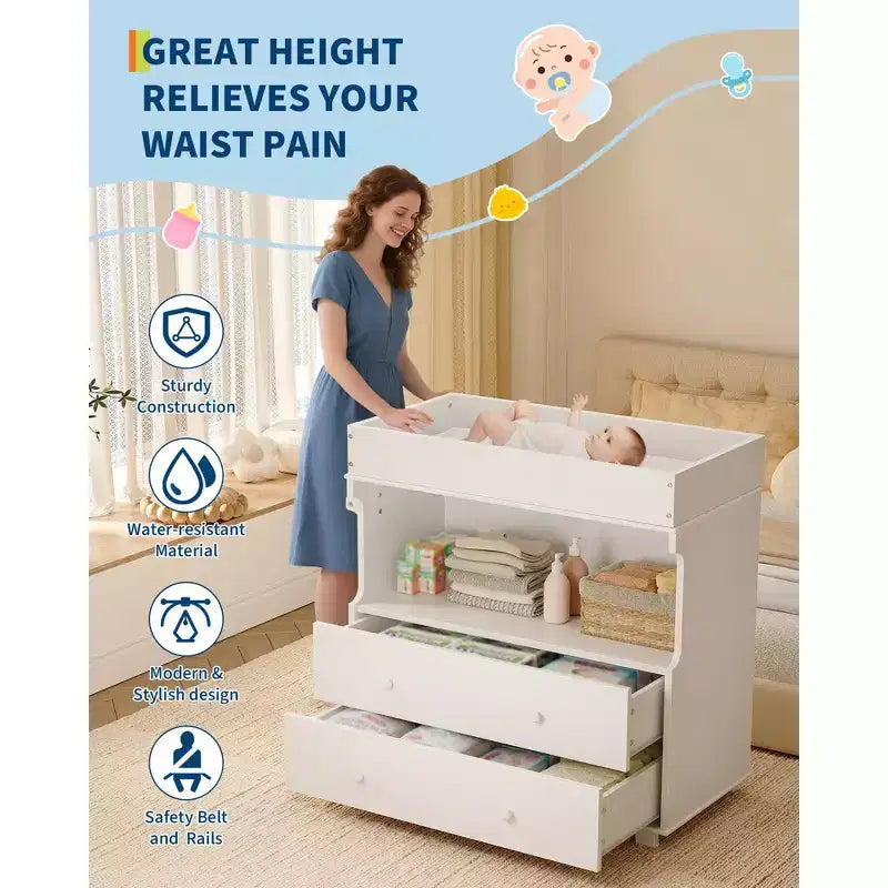 Fasciatoio Comò Bianco con 2/4 Cassetti – Mobile Contenitore da Cameretta per Singola Persona