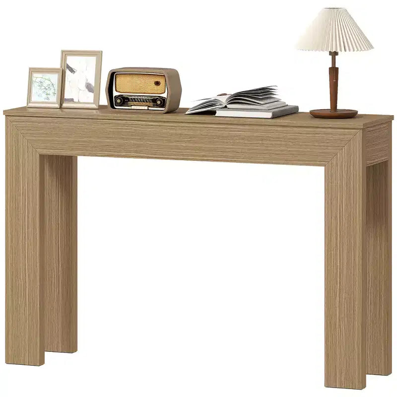 47" Console Table, Natural Wood / Walnut, Modern Narrow, 1-Piece
