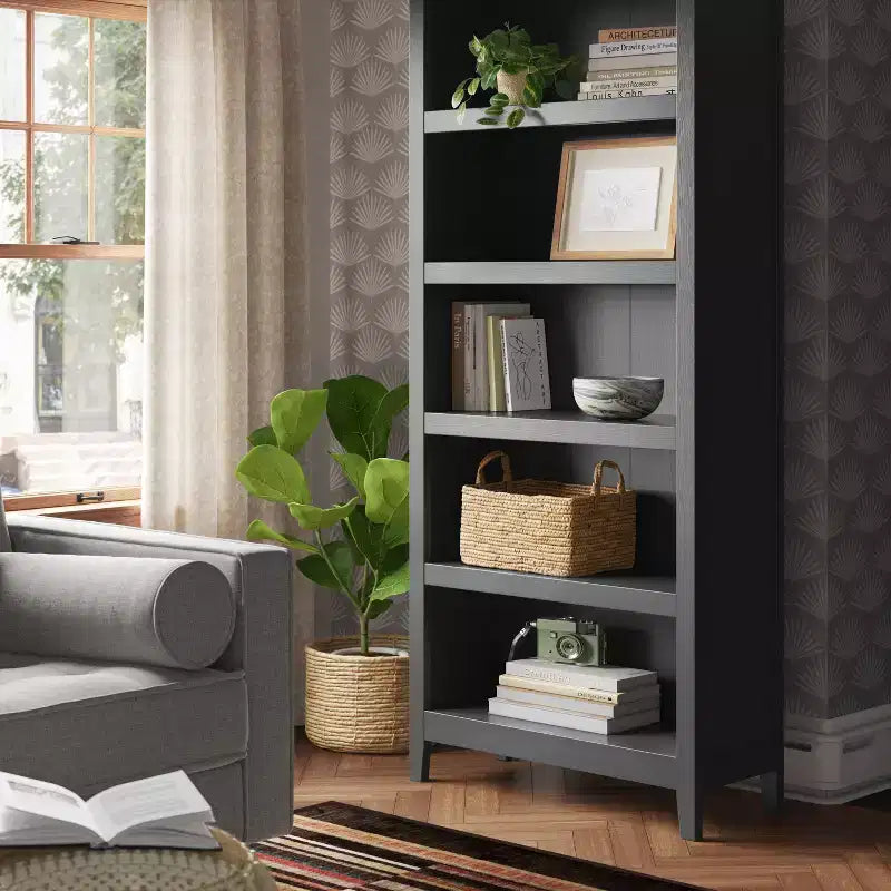 Libreria a 5 ripiani da 72" – Bianca / Nera / Marrone Espresso / Rustica / Marrone Noce | Ripiani aperti | Montaggio da 1 persona