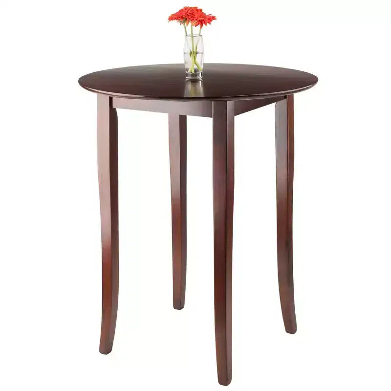 Antique Walnut Round Counter Height Pub Table Set, 5-Piece, Seats 4