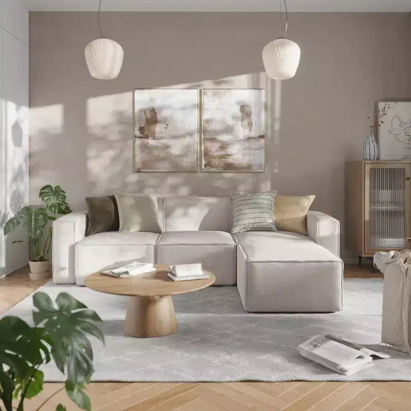 Pouf modulare singolo crema/grigio scuro/grigio
