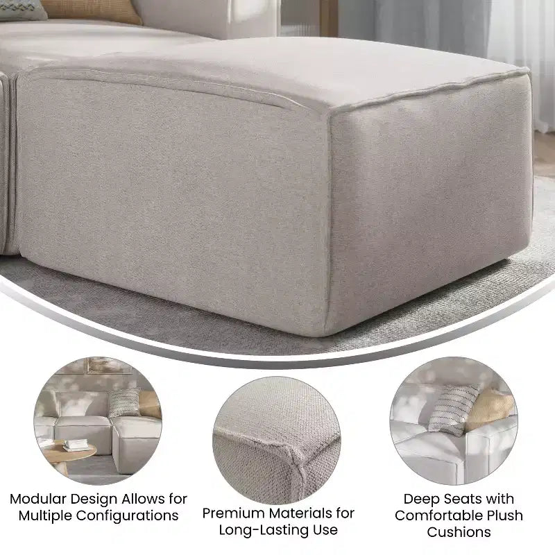 Pouf modulare singolo crema/grigio scuro/grigio
