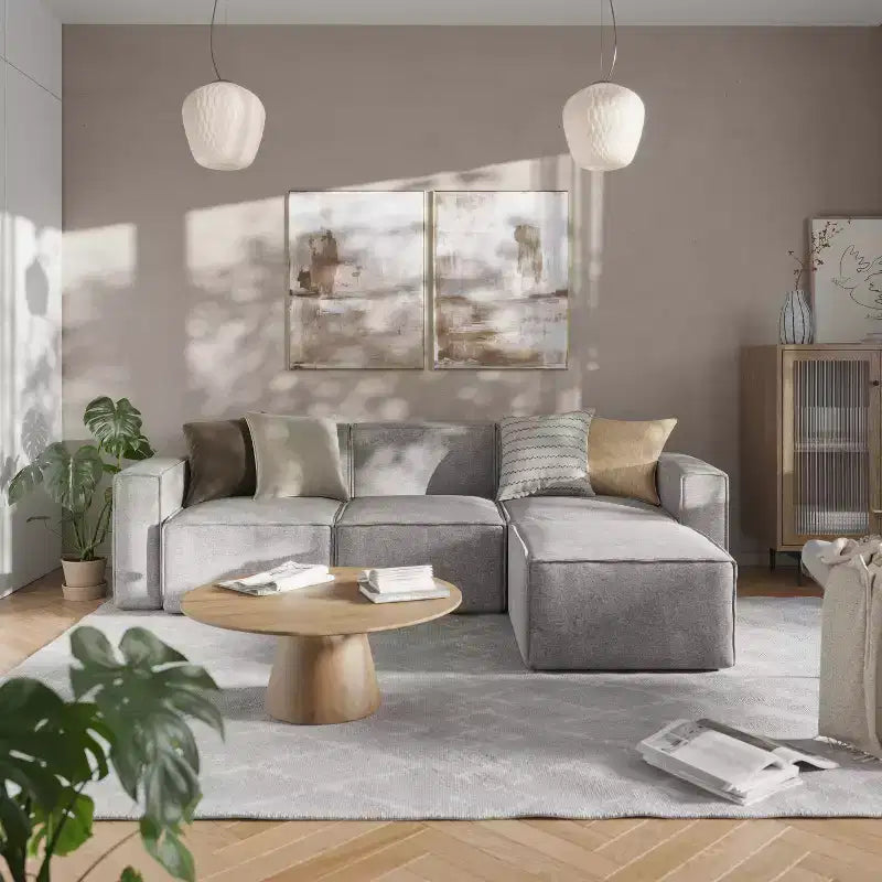 Pouf modulare singolo crema/grigio scuro/grigio