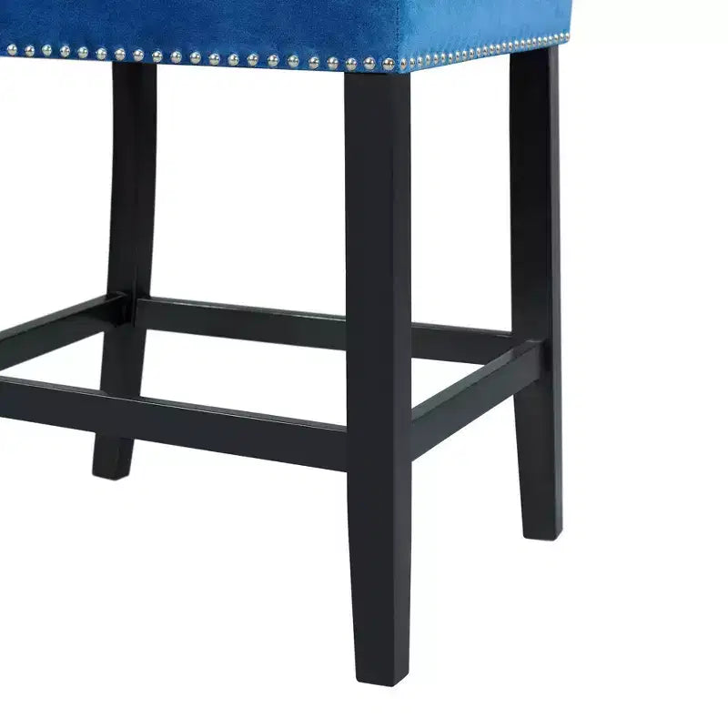 Blue / Gray Velvet Counter Height Barstool, Set of 2