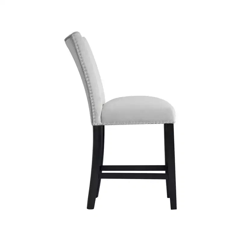 Blue / Gray Velvet Counter Height Barstool, Set of 2