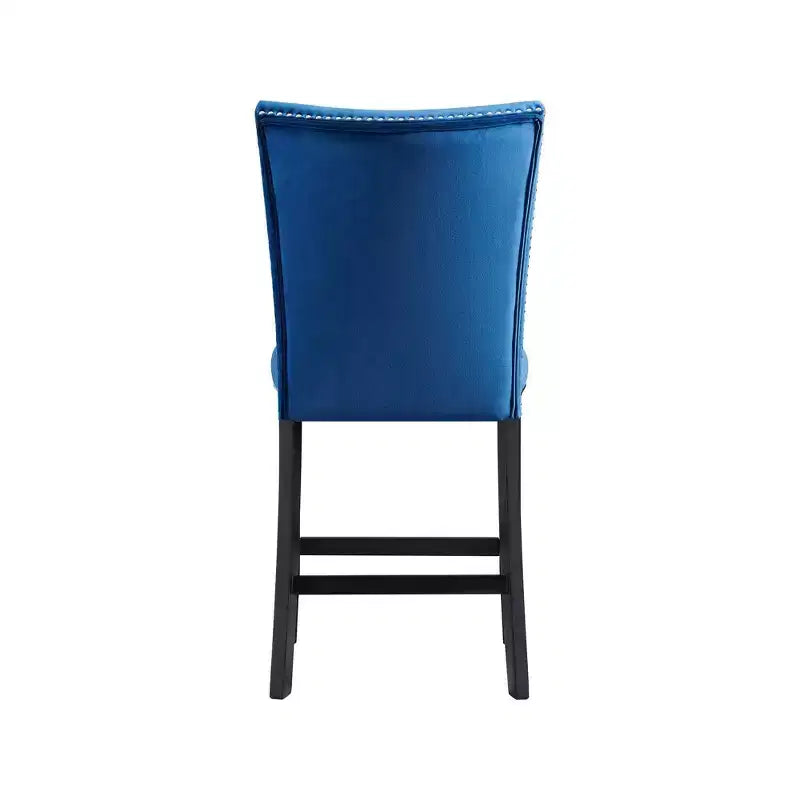 Blue / Gray Velvet Counter Height Barstool, Set of 2