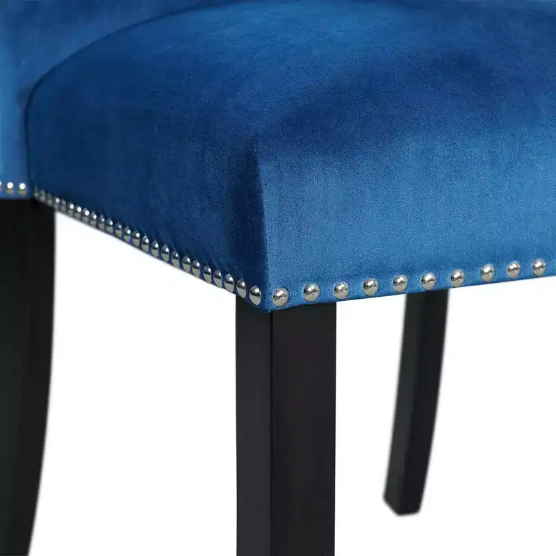 Blue / Gray Velvet Counter Height Barstool, Set of 2